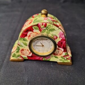 Royal Albert Old Country Roses Chintz Miniature Mantel Clock Porcelain 2002